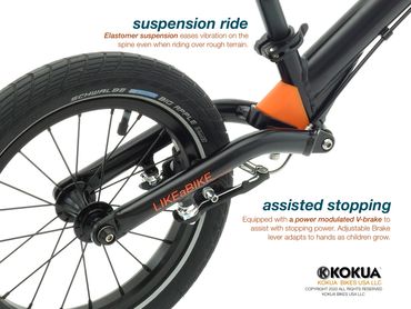 suspension balance bike, elastomer suspension,