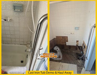 Cast Iron Tub Demo & Removal Before & After