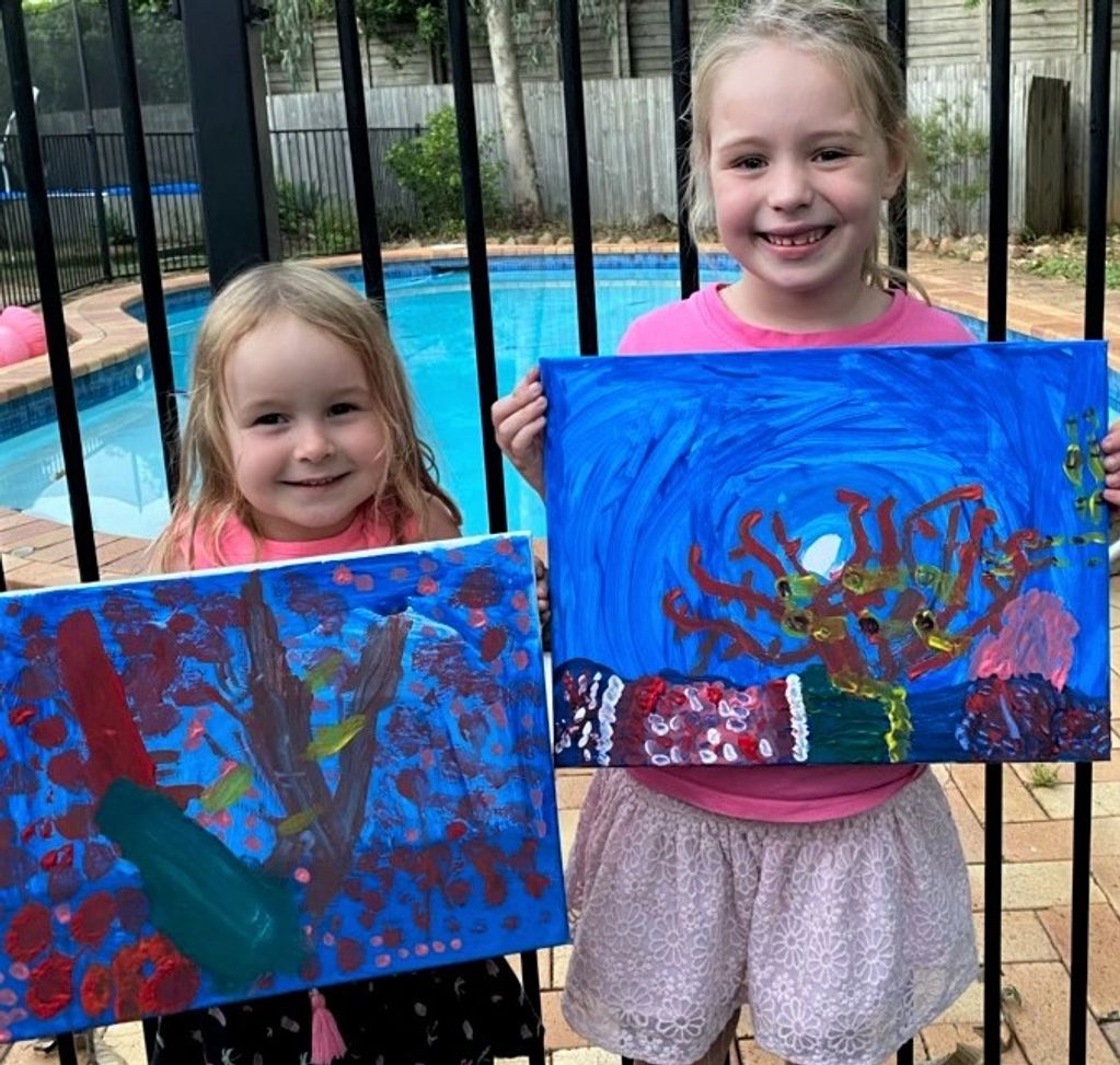 Painting for 3 year olds and 6 year olds. Children painting from Free art class online video.