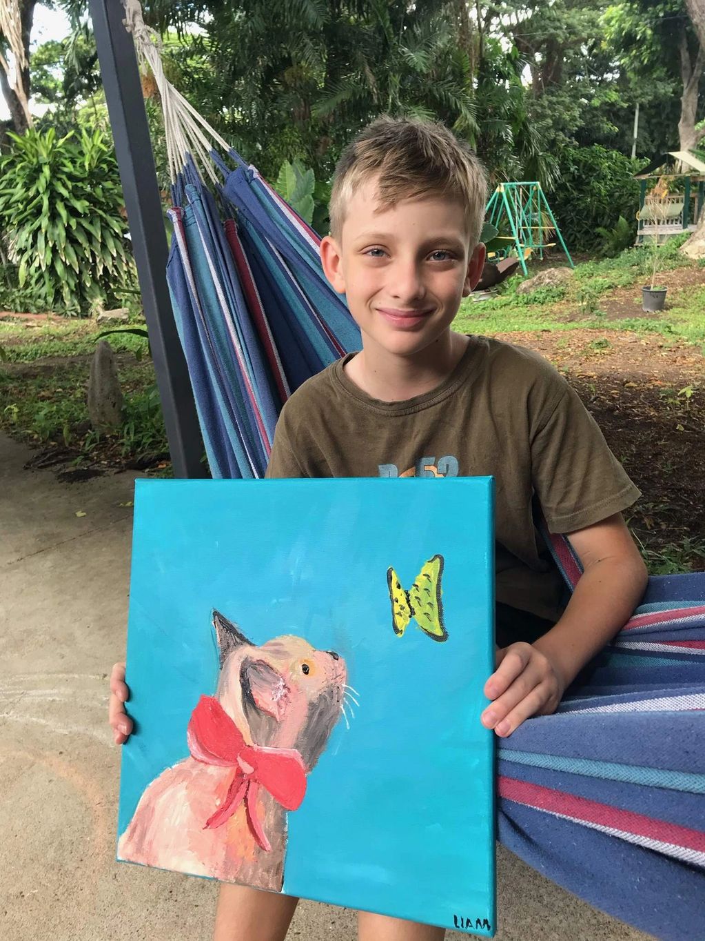 Children's painting from art class online. Online art tutorial with Donna Gibb