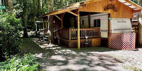 deck built in at rv site at Hickorynut Cove RV Resort