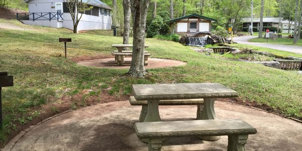 Hickorynut Cove RV Resort concrete picnic tables