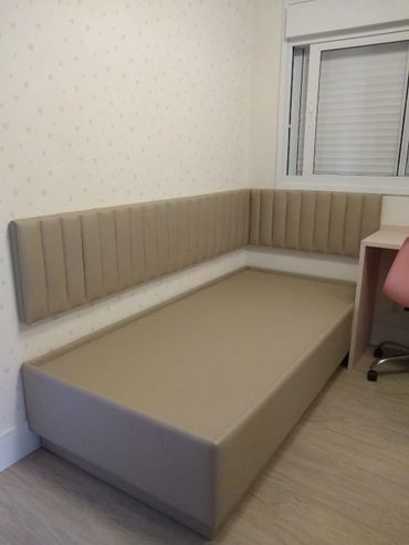 Cabeceira em placa, cabeceira de solteiro, Base de cama estofada