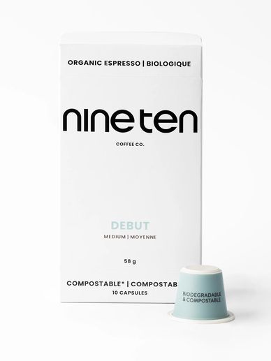 image of a coffee package and a single coffee pod outside the box