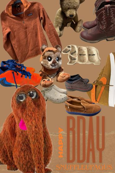 collection of images for snuffleupagus' birthday: clothes, shoes, toys, vintage, preloved