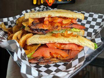 Smoked BLT with our house made bacon that brines for 10 days on your choice of toasted bread.