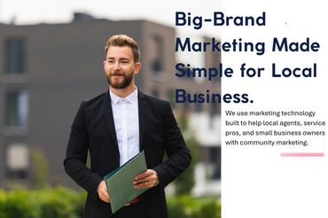 Local business owner on laptop; Marketing Suite Digital Studio helps local pros grow with big-brand