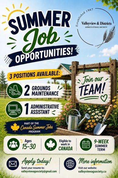 Summer job opportunities available in grounds maintenance and administrative roles.