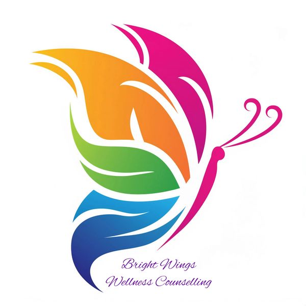 Colorful butterfly logo for Bright Wings Wellness Counselling.