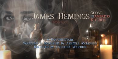 Documentary poster for 'James Hemings: Ghost in America's Kitchen'.
