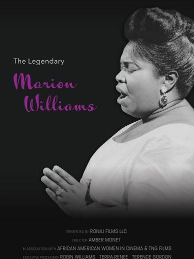 Portrait of legendary singer Marion Williams in a soulful performance.