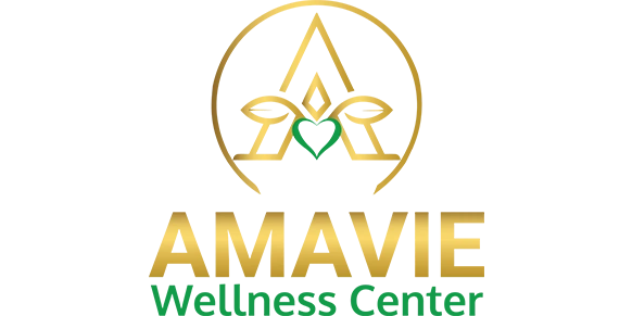 Image of Amavie Wellness Center with letter "A" surrounded by circle with the words "Amavie Wellness