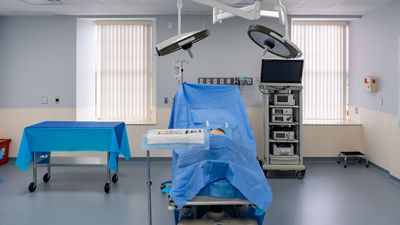 Fully equipped surgical training room at BONE, prepped for hands-on lab sessions