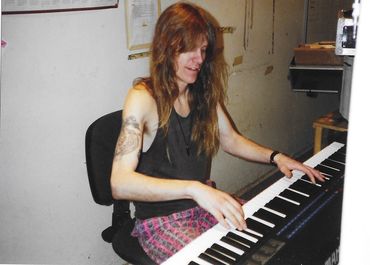 Overtures keyboardist Allen Giernet laying down tracks for Painted Pictures in 94