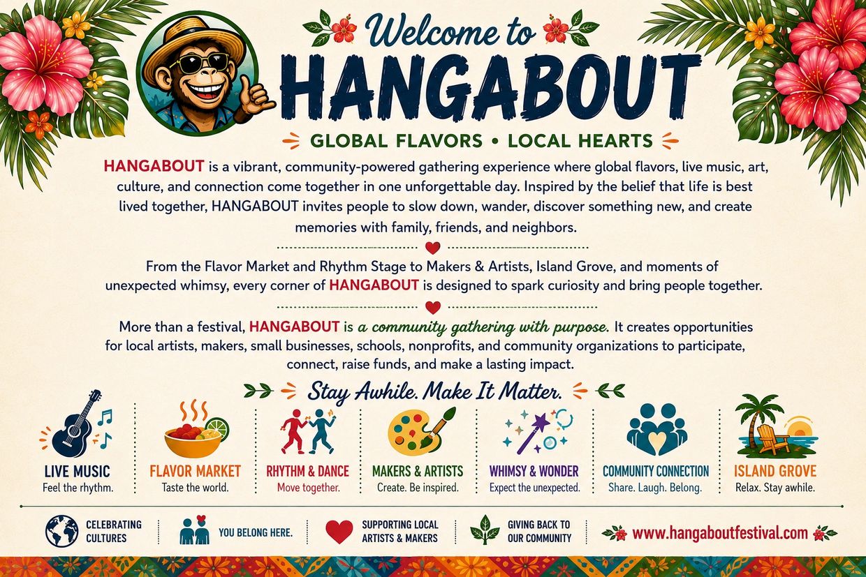 Welcome to Hangabout, a vibrant community festival with global flavors and local hearts.