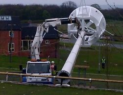 30 Tonne Metre SWL lorry loader crane  with pallet fork adapter, and 25 Tonne per line pull winch.