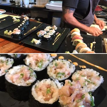 Traditional Japanese sushi always rolled to order / Sushi siempre hecho al instante