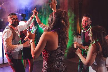 Packed dance floor, vibrant with our state-of-the-art lighting and special effects.