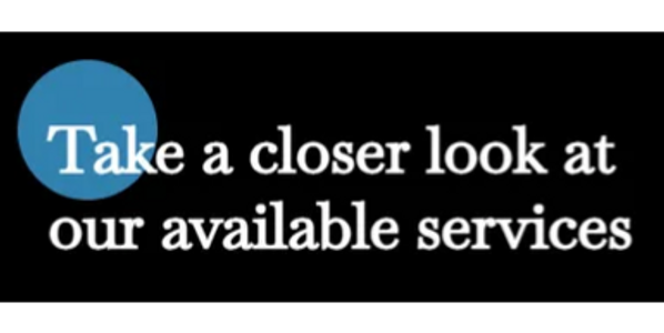 A prompt inviting viewers to explore available services with emphasis on 'Take'.