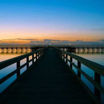 Beautiful sunset view from the pier in Indian Lake Estates, FL