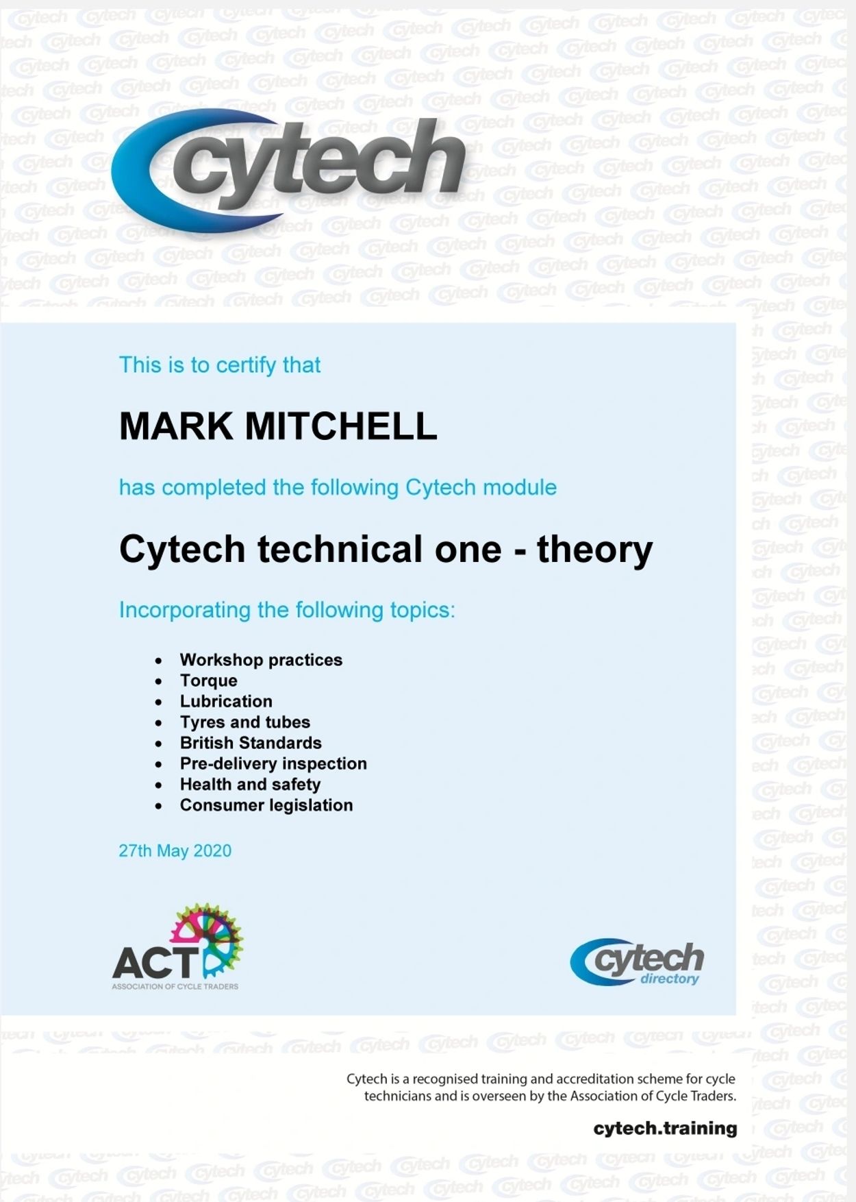 Online Cytech Technical 1 - May 2020
