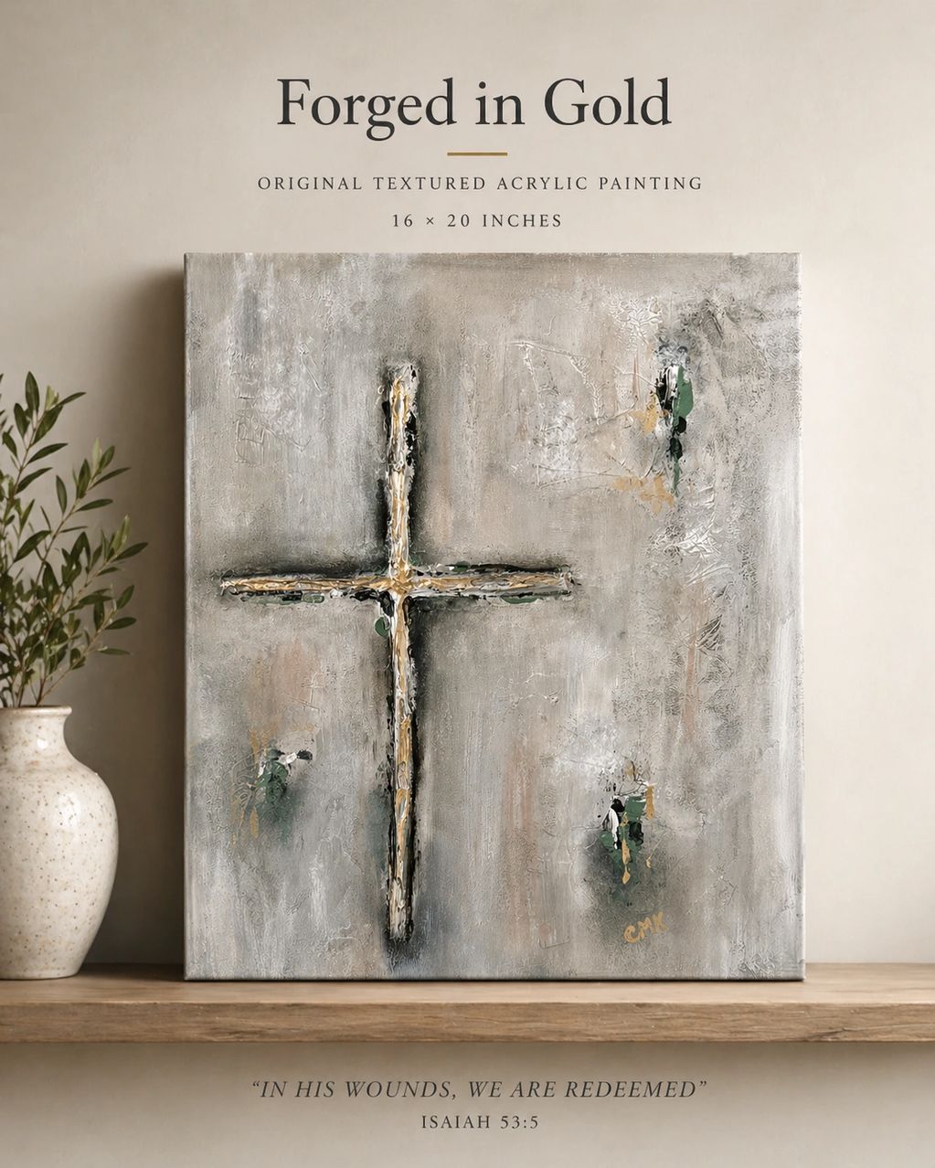 Forged in Gold
16x20 textured acrylic on canvas — SOLD