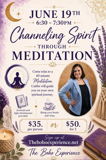 Meditation event on June 19th for spiritual channeling and relaxation.