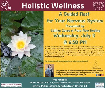 Flyer for a holistic wellness session focused on nervous system rest.