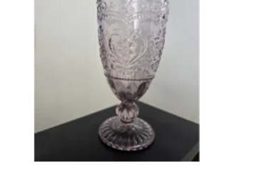 tall vintage glass goblet in color pink