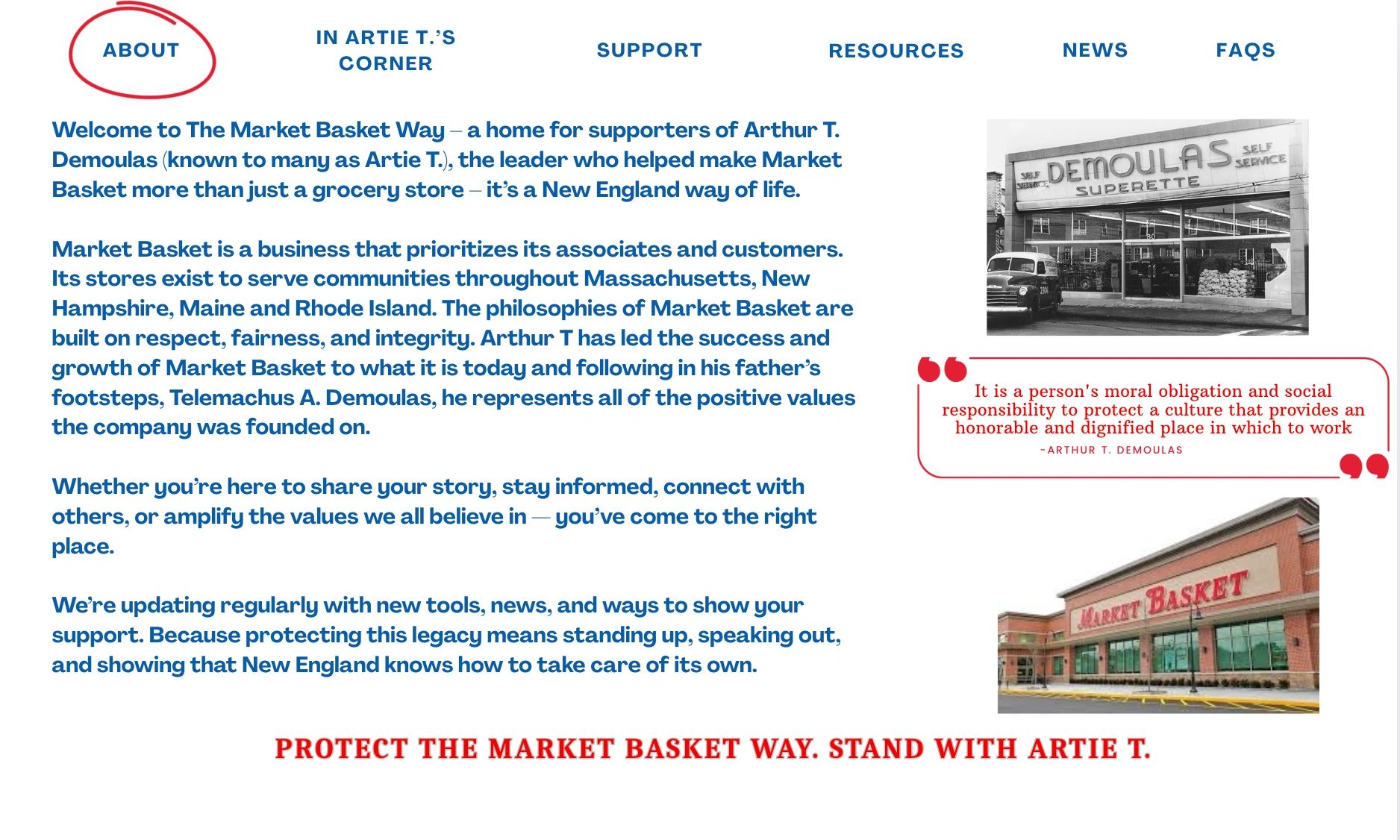 Welcome to The Market Basket Way - a home for supporters of Arthur T. Demoulas (Artie T)
