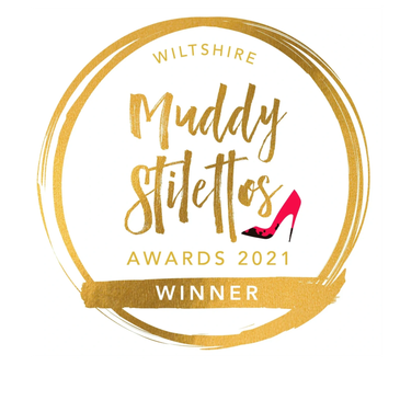 Wiltshire Muddy Stilettos Awards 2021 Winner logo with gold and pink design.