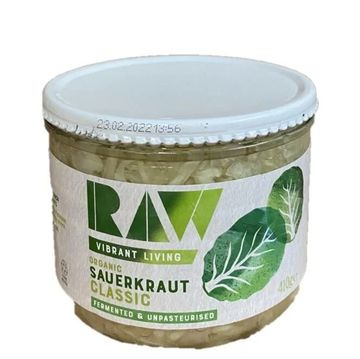 Can of RAW vibrant living classic sauerkraut