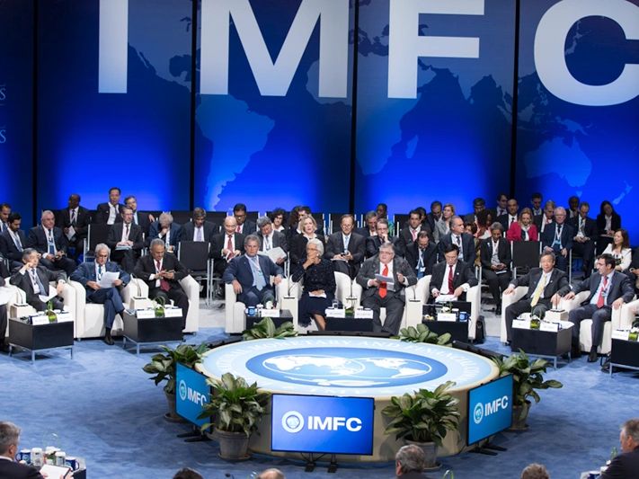 International Monetary and Financial Committee meeting with global delegates.