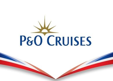 Logo of P&O Cruises with a stylized sun and red, white, and blue accents.