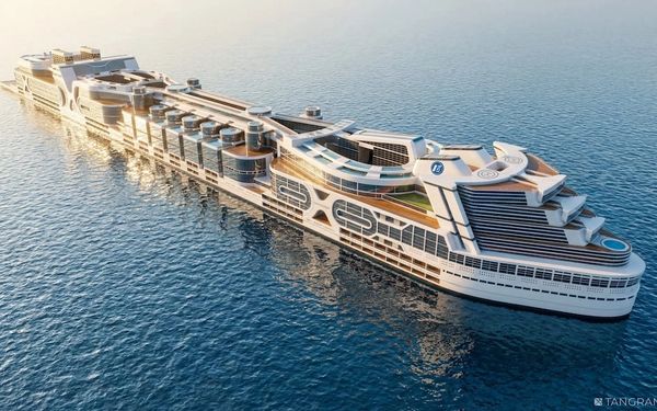 The Freedom Ship -live on board and sail around the world every two years. Credit: Harbor Rear
