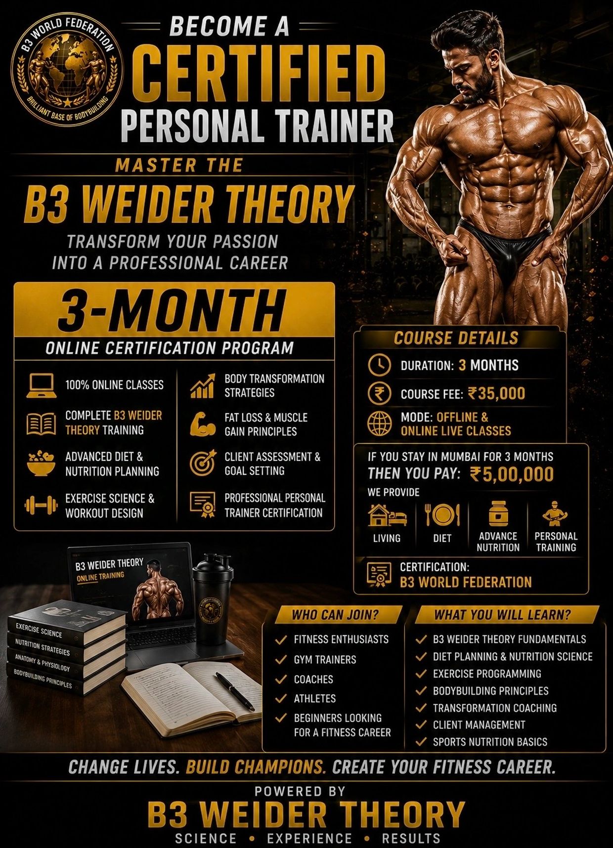 B3 WEIDER Theory with online classes and professional certification.