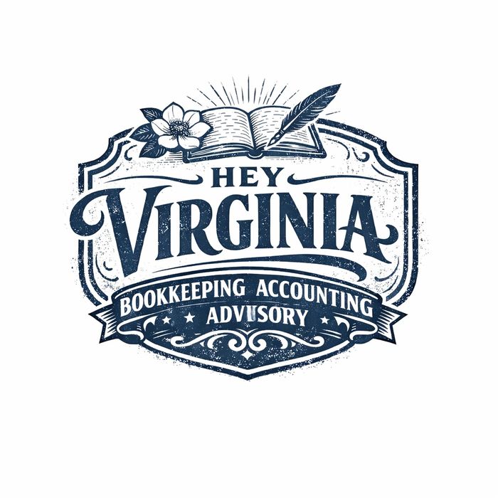Vintage logo for Hey Virginia bookkeeping, accounting, and advisory services.