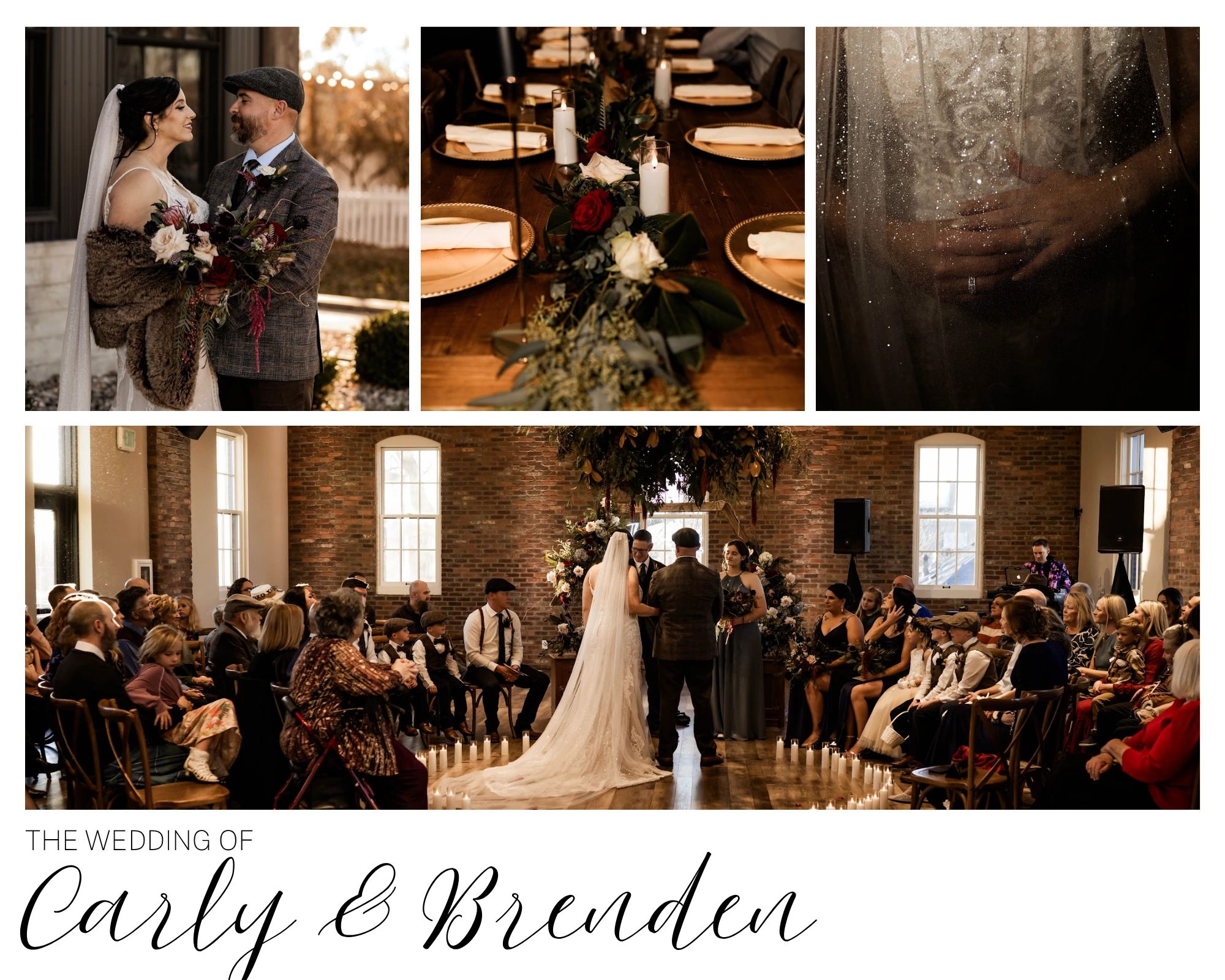 Rustic wedding ceremony of Carly and Brenden with intimate details.