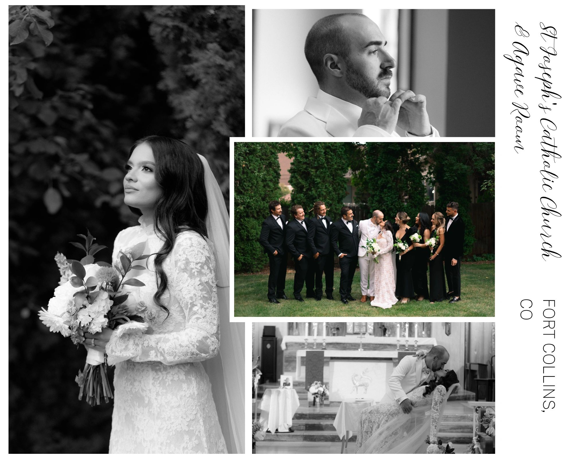 Elegant wedding moments at St Joseph's Catholic Church.