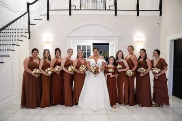 boho bridal bouquet and boho bridesmaids bouquets with artificial flowers and wood flowers