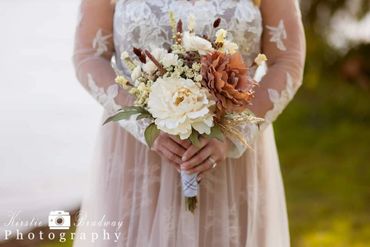 boho bridal bouquet with sola wood flowers and pompass grass