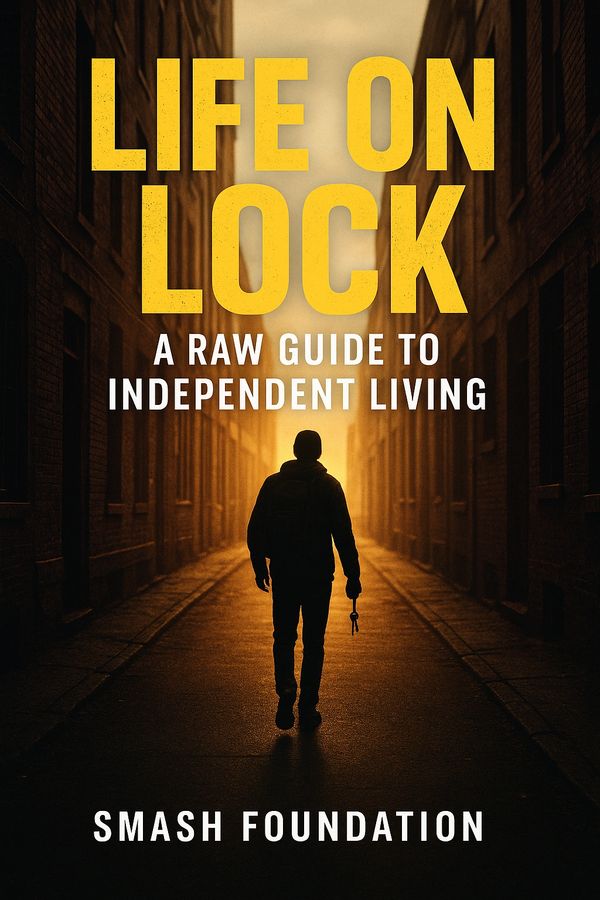 A silhouette walks down a dimly lit alley holding keys, symbolizing independence.