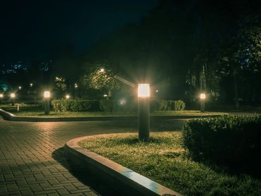 Post light on dark driveway