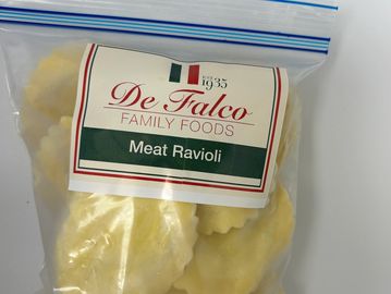 package of flash frozen meat ravioli pasta