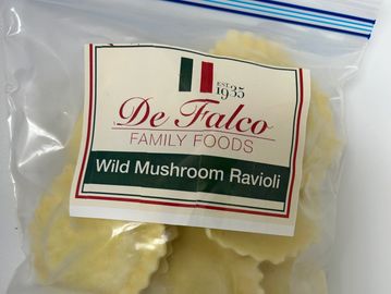 package of flash frozen wild mushroom ravioli pasta
