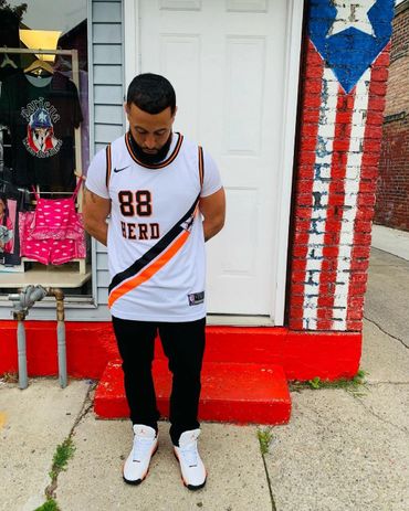 Balistic Man wearing custom Buffalo Herd merch