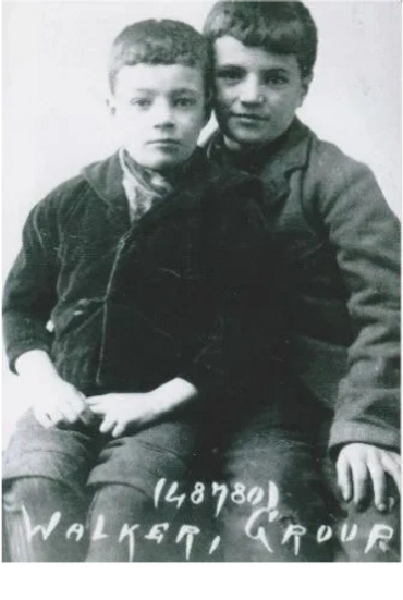 Harry (left) and Sydney Walker intake photo, Barnardo Homes, 1904