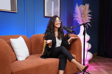 Professional podcast setup in a Bangkok podcast studio for rent, featuring high-quality microphones.