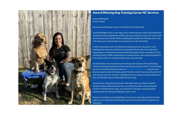 HUGE THANK YOU TO BLUE LINE K9 IN GARNER, NC FOR SHARING YOUR SPACE TO HOST THIS EVENT!