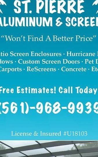 Screen Repairs, Aluminum Structures, Hurricane Shutters, Acrylic/Vinyl WIndows